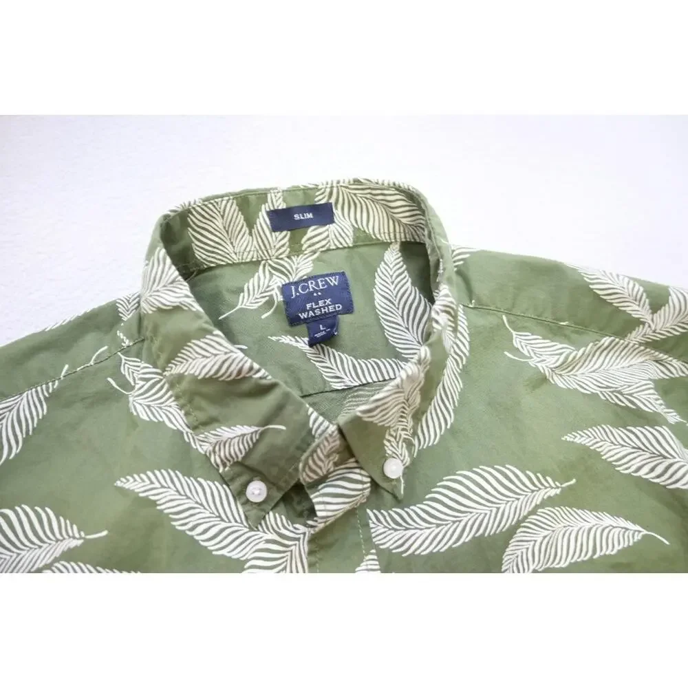 J Crew Dress Shirt Slim Fit‎ Floral Button Up Flex Washed Mens Sz Large